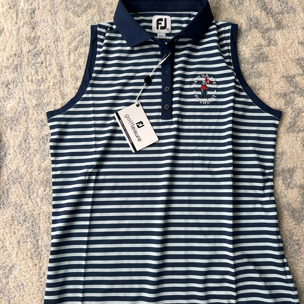 FootJoy Navy and White Striped Sleeveless Top